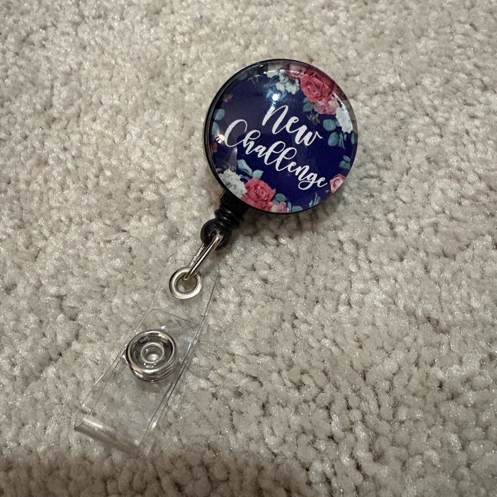 Floral Badge Reel with Clip
